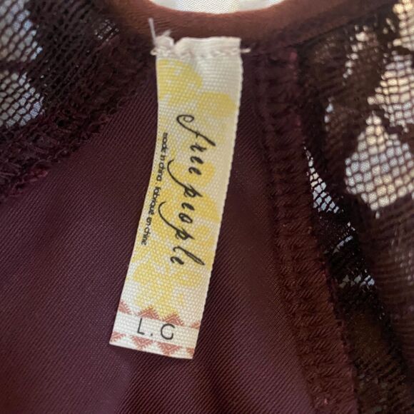 Free People Velvet Dress Women's Size L Burgundy Cocktail Party Holiday Evening - Picture 7 of 10